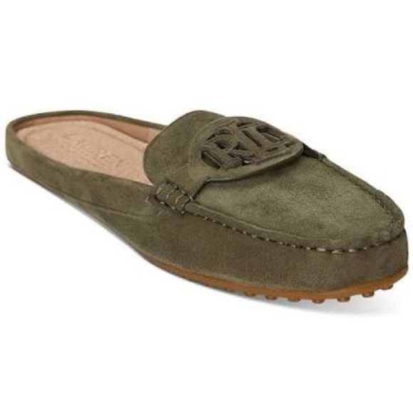 NWT Ralph Lauren Women’s Green Suede Brynn Mule Loafer Flats - Picture 1 of 8